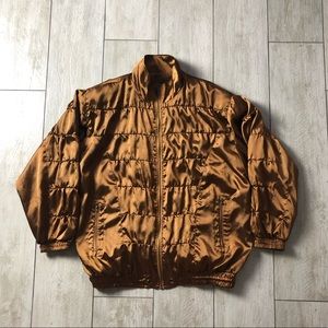 Bronze Gold Brown 90s Windbreaker Zip Up Jacket